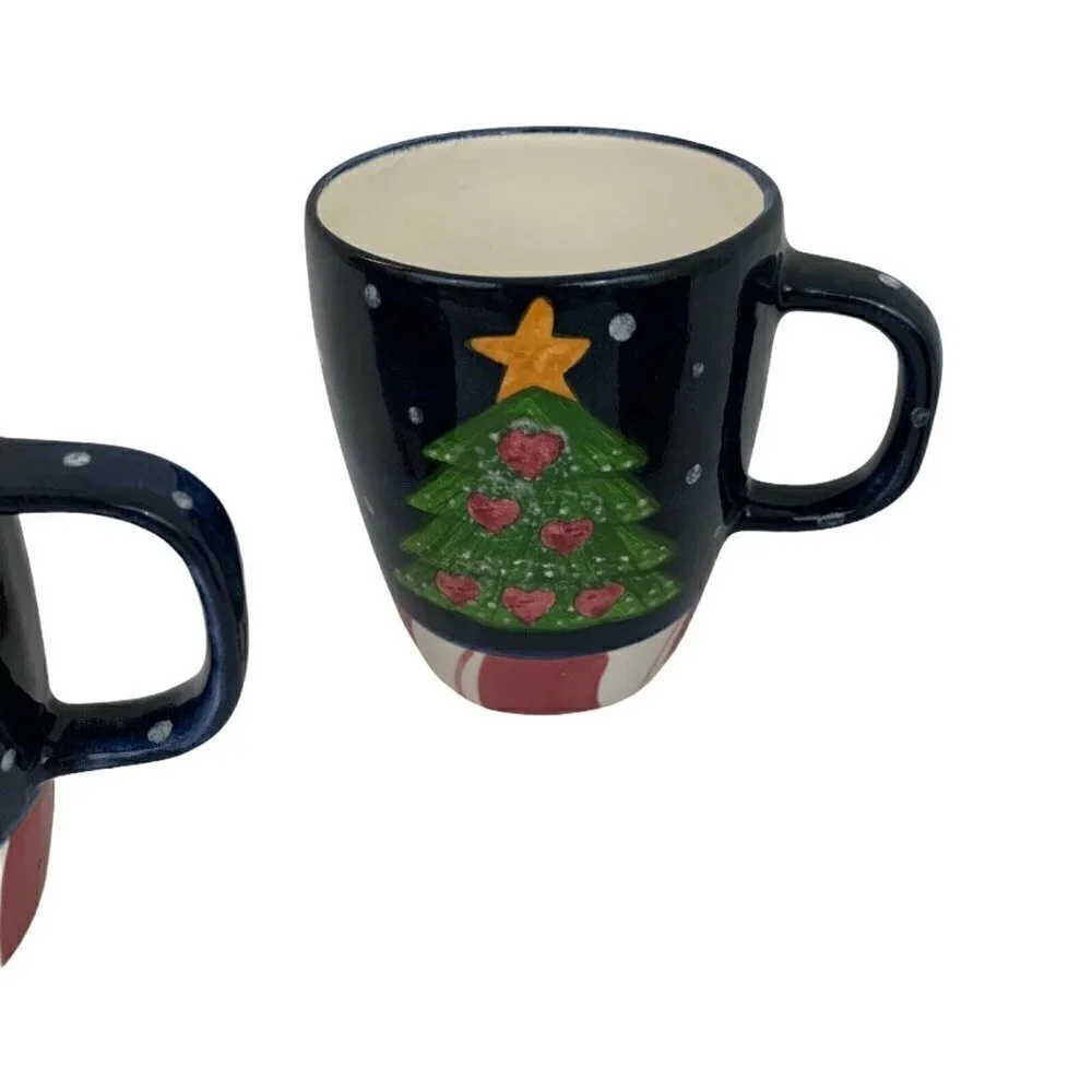 Lot of 3 VIntage 1999 Laurie Gates Christmas Mugs 14 oz Capacity Gingerbread Men